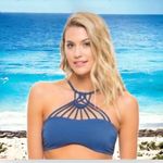 Tori Praver Swimwear Tori Praver ❁ Seafoam Sexy Strappy Caged Front Bikini Top ❁ Teal Blue ❁ Medium Photo 12