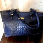 Brahmin  Blue Crocodile Leather Top Zipper Closure Shoulder Bag Photo 0