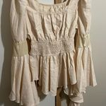 Womens Renaissance Tops Medieval Long Sleeve Off The Shoulder Pirate Shirt Gothic Peasant Blouse Tan Size L Photo 0