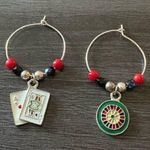 Casino Poker Cards & Roulette Wheel Earrings Silver Photo 0
