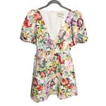 Anthropologie NWT  Sachin & Babi Puff-Sleeve Deep-V Taffeta Mini‎ Dress Medium Photo 4