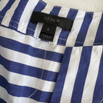 J.Crew Tunic in bold stripe cotton poplin top blue white size small collarless Photo 4