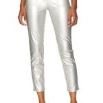 superdown Metallic Silver Faux Leather Pants LARGE Straight Revolve Ankle $88 Photo 0