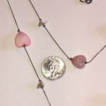 Elegant Silver Tone Pink Heart Faux Pearl Boho Necklace Photo 3