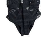 BECCA by Rebecca virtue Becca Color Play Plunge Black Lace Open Back One Piece Swimsuit Size Medium Photo 6