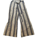 Indigo Rein  Linen Blend Pull On Wide Leg Pants S‎ Blues & Tan Striped High Rise Photo 0