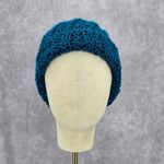 Blue Metallic Crochet Knit Bucket Cap Hat Fun Vintage Y2K Funky Beanie Photo 1