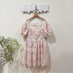 Arose Studio Leah Puff Sleeve Square Neck Floral Lace Mini Dress Pink OS NWT Pink Size undefined Photo 1