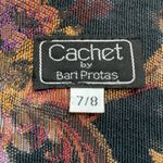 Vintage Cachet Collarless Tapestry Jacket Black Floral Scalloped Button Up Top Size XS Photo 9