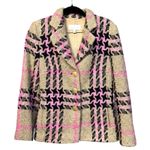 Prestige Tweed Houndstooth Blazer Jacket Coat 40 Beige Pink Black Gold Buttons Tan Size undefined Photo 0