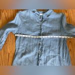 Linen 100% Italian Blue Long Sleeve Button Down Dress Cover Up M/L Size M Photo 3