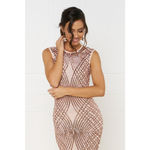 Maniju Women's Rose Gold Sequin Formal Gown, Elegant, 1X Photo 2