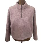 American Eagle fuzzy Sherpa quarter zip cinch waist cropped pullover size S Photo 0