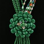 Joan Rivers New Starlet Style Beaded Flower Cluster Fringe Jade Green Necklace Photo 4