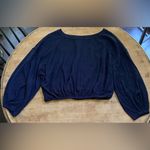 We The Free Free People ‎ Women’s Lg Navy Cuddle Bubble Cropped Pullover Photo 7