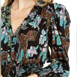 Love The Label Floral Puff Sleeve Mini Dress Tiered Ruffle Skirt Size XS Black Photo 5