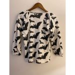 NWT Kate Quinn XS 100% Organic Cotton White Black Gray Long Sleeve Bat Halloween Photo 5