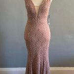 Scala La  Brown Sequin and Lace Embellished Plunge Maxi Gown | Size: M Photo 0