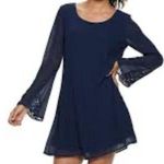 Speechless Long sleeve crochet lace black bar back chiffon dress size medium Photo 0