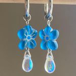 Handmade quality Czech glass beads 2WAY hoop dangle earrings🩵 Photo 2