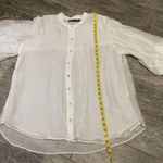 ZARA  puff sleeved white sheer blouse, pearl & rhinestone buttons, Women’s small Photo 6