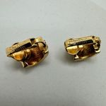 Christian Dior  Gold‎ Tone Rhinestone Small Half Hoop Clip On Earrings Vintage Photo 3