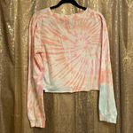 PINK - Victoria's Secret  long sleeve tie dye pink/orange/blue logo cropped shirt, S Photo 3
