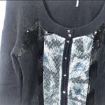 Free People Small Blue Wool Sequin Cropped Cardigan Photo 1