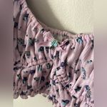 For Love & Lemons  Lola Pointelle Crop Top Pastel Purple Floral Ruched Photo 6