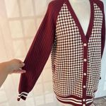 Rag and Bone  Courtney burgundy houndstooth cardigan size medium Photo 5