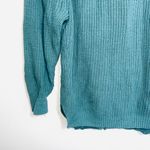 EXPRESS Teal Crew Neck Tight Knit Oversized Sweater Photo 3