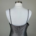 Silver Metallic Sleeveless Midi Sheath Cocktail Dress Size 10 Nightway Cowl Neck Photo 7