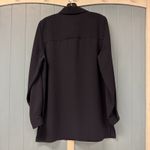 Peter Nygard NYGARD Collection Navy Blue Blouse Collard Button Up Tunic Vintage Career Sz 8 Photo 8