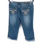 Earl Jeans cropped denim jeans bling pockets size 10 rhinestones Blue Photo 1