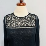 Rebecca Taylor  Women Black Lace 100% Linen Long Sleeve Blouse Size S Photo 1