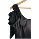 Vera Wang Lavender Label  Beaded Cocktail Ruffle Sleeveless Satin Dress Black 6 Photo 5