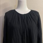 Quince  Black Crinkle Cotton Blouse | Long Sleeve | Size M Photo 2
