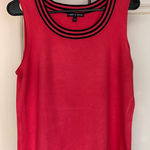 Cable & Gauge  Women’s Coral Knit sleeveless Top with Black Trim. Size L Photo 0