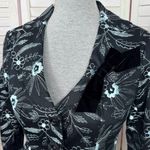 Nanette Lepore  Floral Embroidered Cotton Blazer Jacket Sky Blue Black Size 2 Photo 4