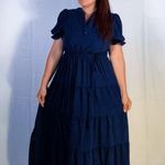 PRETTYGARDEN Black Puff Sleeve Maxi Sundress with Mandarin Collar Photo 2