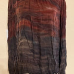 Bella Dahl Top Mock Neck Smocked Cuff Top Wild Berry Size Medium Long Sleeve Photo 0