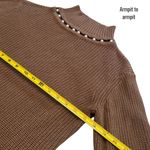 Venus  Caramel Brown Faux Pearl Eyelet Detail Ribbed Long Sleeve Holiday Party M Photo 8