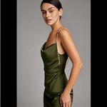 Elegant Olive Green Satin Dress Photo 4