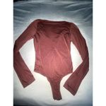 Young Fabulous and Broke YFB Annette Long Sleeve Deep V Fall Orange Thong Bodysuit Photo 6
