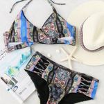 Tribal Print Criss Cross Detail Bikini Size M Photo 0