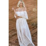 Baltic Born White Nude Caroline Lace Maxi Dress Off Shoulder, Size XXXL Photo 7