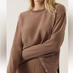 Athleta Silk Hybrid Top Long Sleeve Rustic Beige Tan Mocha XL 100% Silk Fall Photo 1
