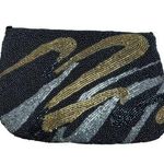 Art Deco French Embroidered Beaded Clutch Bag Minaudière c1930 Black Photo 0