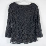 Adrianna Papell Medium Top Lace Lined Black Gold Bell Sleeve Back Zip 454 Photo 1