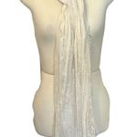 Sheer Cream Scarf with Raw Edge Hem and Silver Threads Photo 0